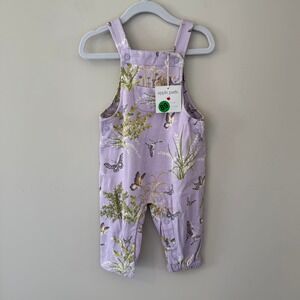 Apple Park Lala Curio Organic Cotton Overalls Purple Butterfly Baby 6-12M NWT